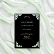 Invitación a la despedida de soltera Mint y negro