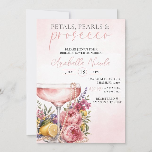 Invitación a la despedida de soltera Petals, Pearl (Anverso)