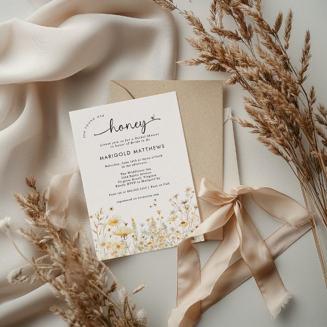 Invitación a la despedida de soltera She Found Her (She found her Honey Wildflower Bridal Shower Invitation )