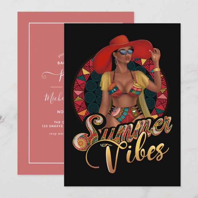 Invitación a la despedida de soltera Summer Vibes (Anverso / Reverso)