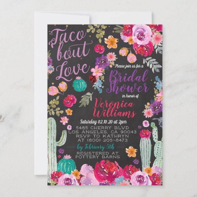 Invitación a la Despedida de Soltera Taco Bout Lov (Anverso)