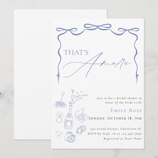 Invitación a la despedida de soltera 'That's Amore (Anverso / Reverso)