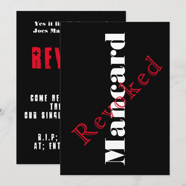 Invitación a la despedida de soltero, (Anverso / Reverso)