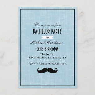 Invitación a la despedida de soltero con bigote Bl