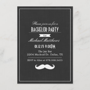Invitación a la despedida de soltero con bigote en