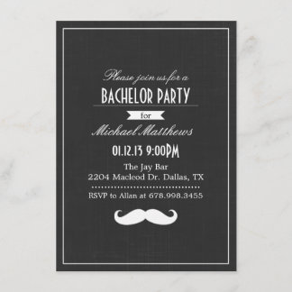 Invitación a la despedida de soltero con bigote en
