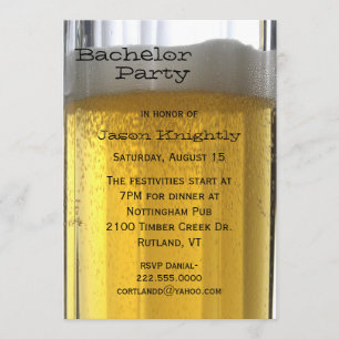 Invitación a la despedida de soltero con vaso de c