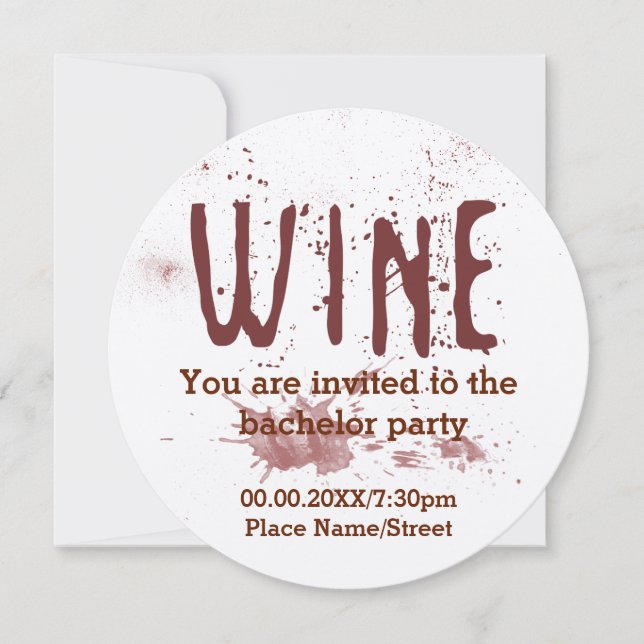 Invitación a la Despedida de Soltero con Vino Tint (Anverso)