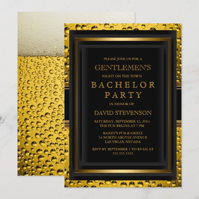 Invitación a la Despedida de Soltero de Caballeros (Anverso / Reverso)
