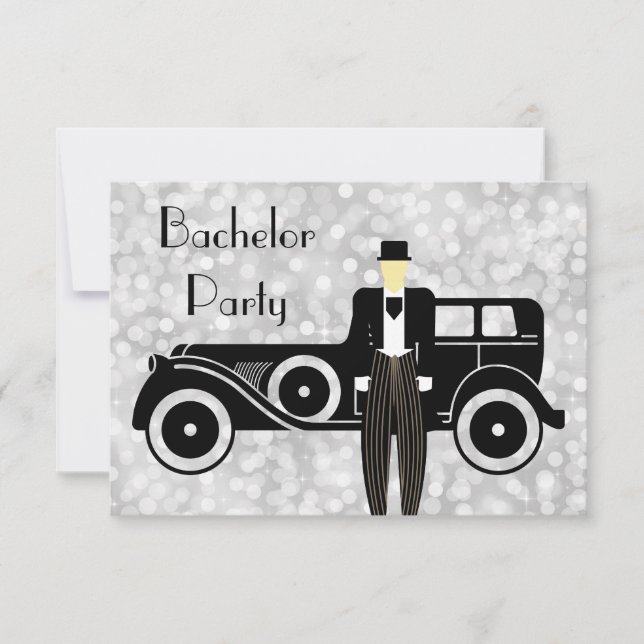 Invitación a la Despedida de Soltero Estilo Gatsby (Anverso)
