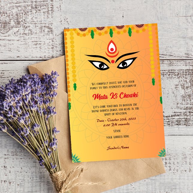 Invitación a la diosa Durga Jagrata de Mata Ki Cho (Subido por el creador)