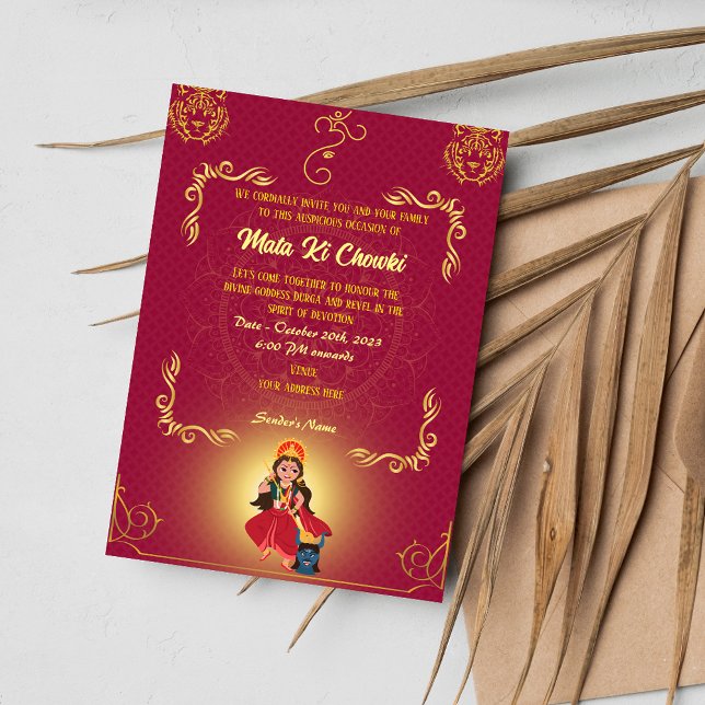 Invitación a la diosa Durga Jagrata de Mata Ki Cho (Subido por el creador)