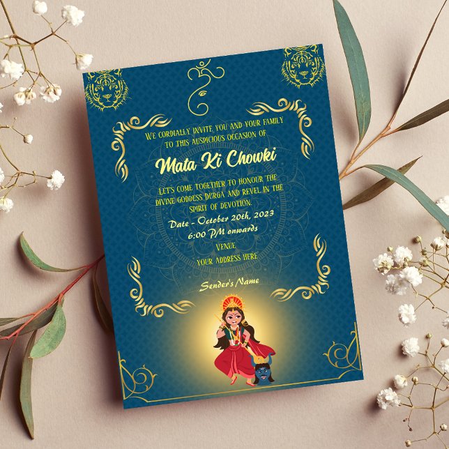 Invitación a la diosa Durga Jagrata de Mata Ki Cho (Subido por el creador)