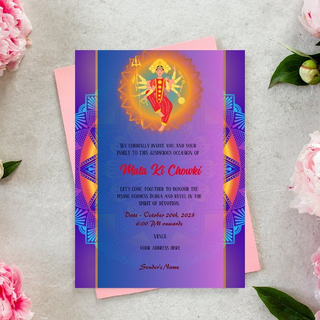 Invitación a la diosa Durga Jagrata de Mata Ki Cho (Subido por el creador)