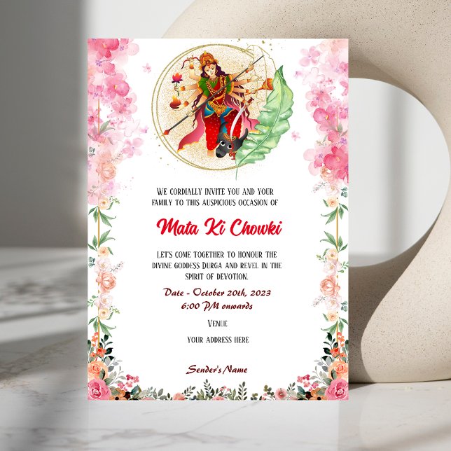 Invitación a la diosa Durga Jagrata de Mata Ki Cho (Subido por el creador)