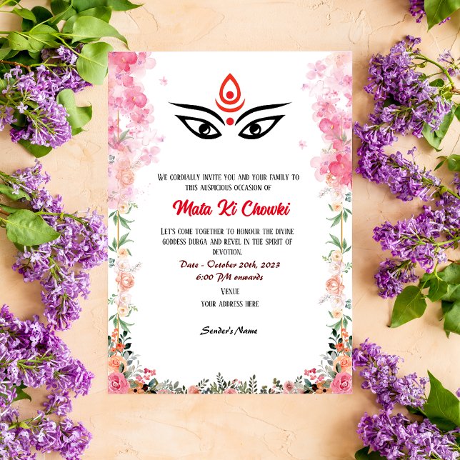 Invitación a la diosa Durga Jagrata de Mata Ki Cho (Subido por el creador)