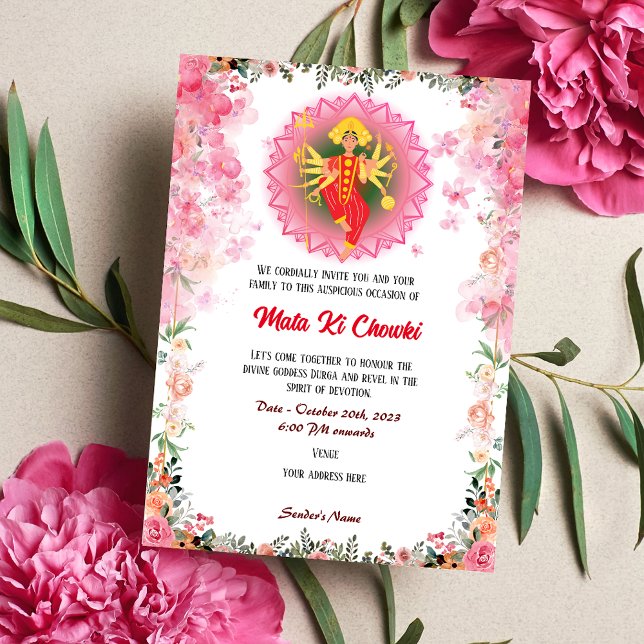 Invitación a la diosa Durga Jagrata de Mata Ki Cho (Subido por el creador)