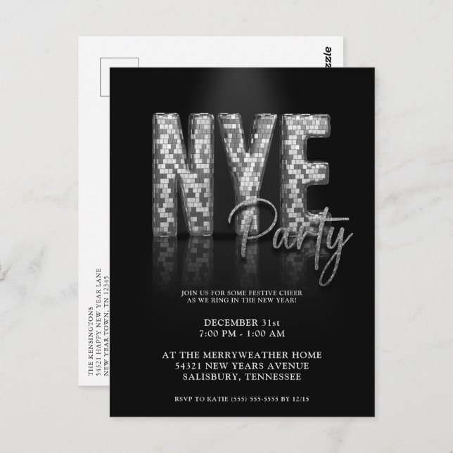 Invitación a la discoteca Silver New Years Eve (Anverso / Reverso)