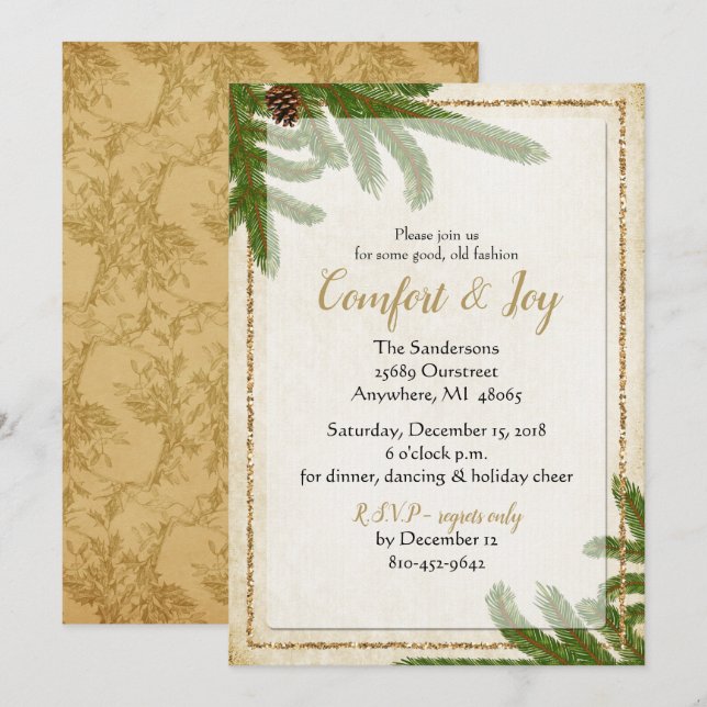 Invitación a la diversión y confort de Pine Boughs (Anverso / Reverso)