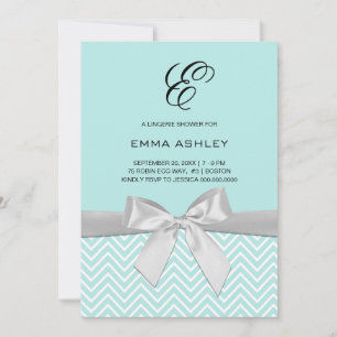Invitación a la ducha Aqua Blue Chevron Lingerie