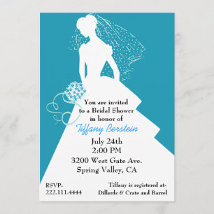 Invitación a la ducha Aquamarine y White Bride