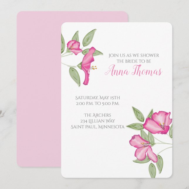 Invitación a la ducha Azalea Wedding (Anverso / Reverso)