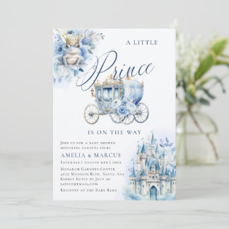 Invitación a la ducha azul de un pequeño príncipe