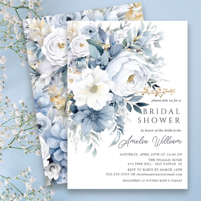 Invitación a la ducha azul Petal Bridal (Subido por el creador)