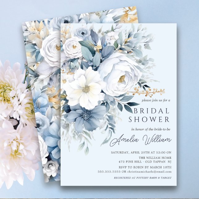 Invitación a la ducha azul Petal Bridal (Subido por el creador)