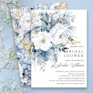 Invitación a la ducha azul Petal Bridal