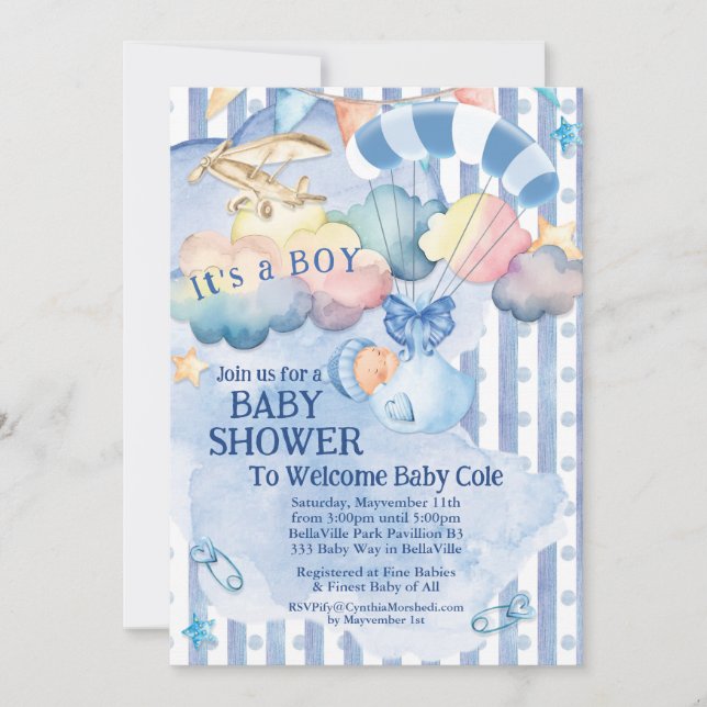 Invitación a la ducha Baby Boy (Anverso)