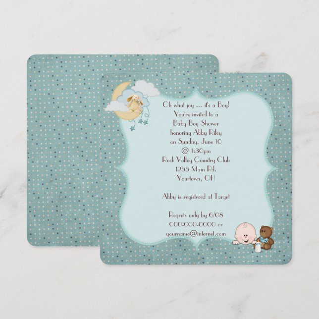 Invitación a la ducha Baby Boy (Anverso / Reverso)