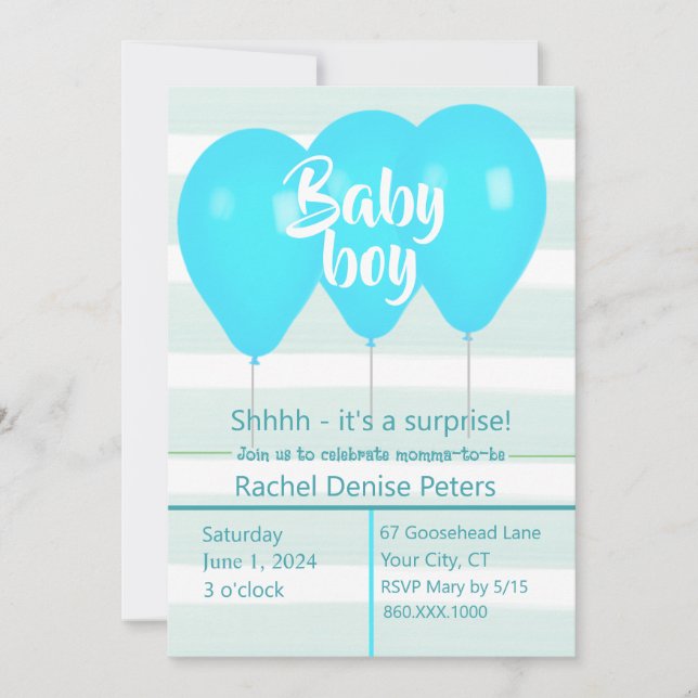 Invitación a la ducha Baby Boy (Anverso)