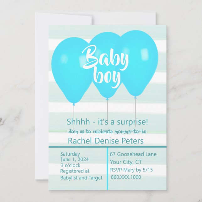 Invitación a la ducha Baby Boy (Anverso)