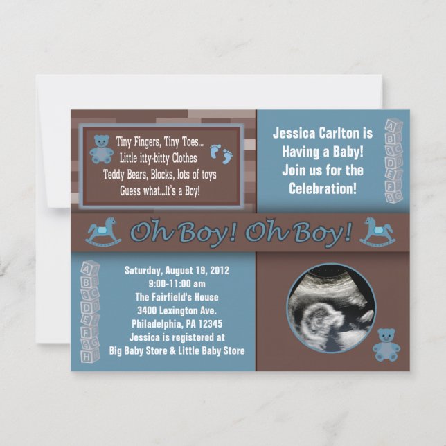 Invitación a la ducha Baby Boy (Anverso)