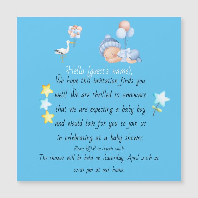 Invitación a la ducha Baby Boy (Anverso)
