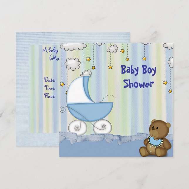 Invitación a la ducha Baby Boy (Anverso / Reverso)
