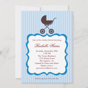 Invitación a la ducha Baby Boy con Stroller