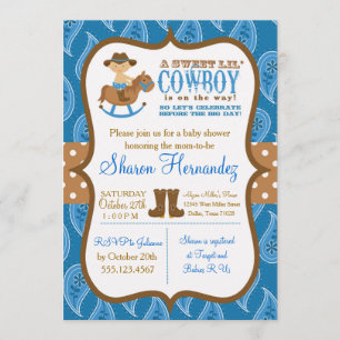 Invitación a la ducha Blue Cowboy Baby Boy