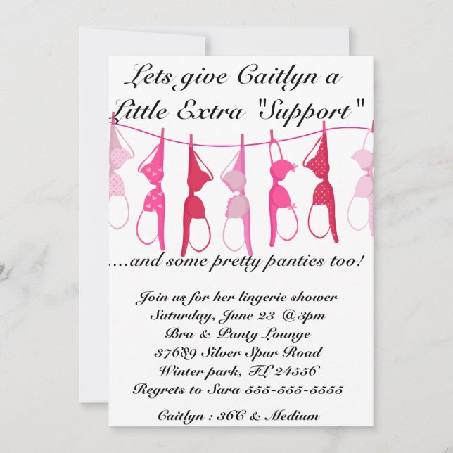 Invitación a la ducha Bra & Panty Lingerie (Anverso)