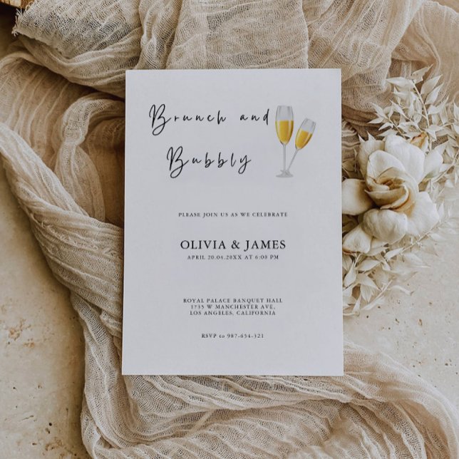 Invitación A La Ducha Bridal De Brunch Y Bubbly (Brunch And Bubbly Bridal Shower Invitation)