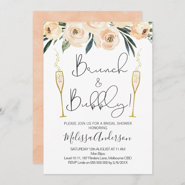Invitación A La Ducha Bridal De Brunch Y Bubbly Fl