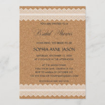 Invitación a la DUCHA BRIDAL de corcho de vintage