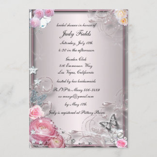 Invitación A La Ducha Bridal De Flores Y Mariposas