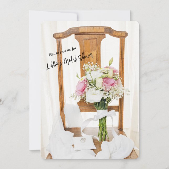 Invitación A La Ducha Bridal De Pillow Con Anillos (Anverso)