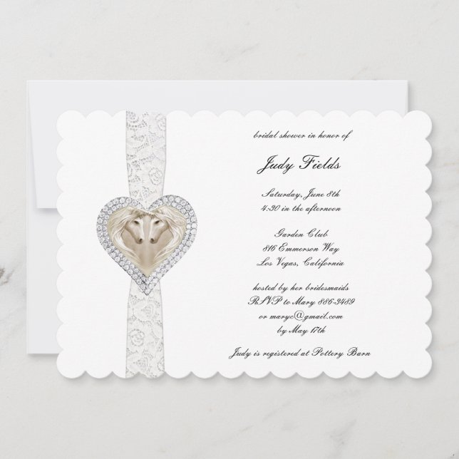 Invitación A La Ducha Bridal De Unicornio Y Lace (Anverso)