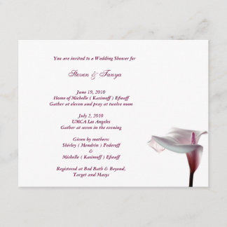 Invitación a la ducha Calla Lily Wedding