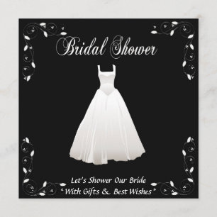 Invitación a la ducha casera blanca y negra person