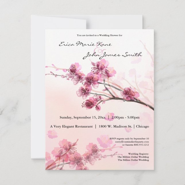 Invitación a la ducha casera rosa Hibiscus Wedding (Anverso)