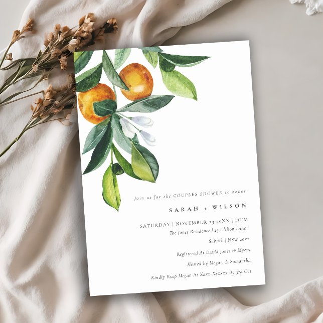 Invitación a la ducha citrus Naranja Boho botánico (Subido por el creador)